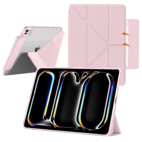 YealRed iPad Pro 11 Inch M5 2025/M4 2024 Case, Transparent Back Panel, Slim Stand, Shockproof Protective Case for iPad Pro 8th/7th Gen 11 Inch (Pink)