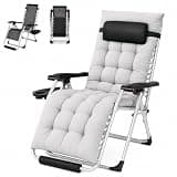 Yaheetech Zero Gravity Chair, Folding Reclining Lounge Recliner with Removable Pad & Headrest & Side Cup Holder Tray for Indoor and Outdoor Gray/1