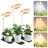 LBW Grow Light for Indoor Plant, Full Spectrum Plant Light with Base, Height Adjustable Grow Lamp with Auto Timer 6/8/12/16H, 3 Color,5 Dimmable Brightness, for Small Plants, Faux Bamboo Grain,3 Packs