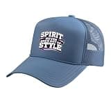 Spirit Never Goes Out of Style - Purple School Color Spirit Trucker Hat with Adjustable Mesh Back, Light Blue