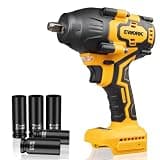 EWORK 1/2-inch Cordless Impact Wrench 775 Ft-lbs, Compatible with Makita 18V Battery, Brushless High-Torque Impact Gun, Compact 3-Speed Modes, Includes 5 Sockets (Only Tool)