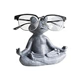 CYKDLZGT Frog Eyeglasses Holder, Meditating Zen Lotus Pose Figurine, Cute Decorative Glasses Stand for Desk Nightstand Display