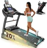 Treadmill for Home with 20% Auto Incline, Foldable Walking Pad Treadmill with 400LBS Weight Capacity and Pulse Sensors, 5HP Quiet Walking Pad with App and LCD Display