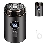 Mini Shaver, Mini Electric Shaver with Digital Display, USB Rechargeable & Washable,Dry and Wet Dual Use, Pocket Size for Men (Black)