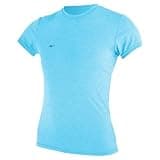 O'Neill Women’s Hybrid Short Sleeve Sun Shirt, UPF 50+ Sun Protection, Rash Prevention for Surfing and All Water Activities, Turquoise, Small
