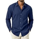 Auwer Mens Plus Size Denim Shirts Long Sleeve Vintage Stylish Streetwear Shirt Plus Size Lightweight Shackets S-4XL