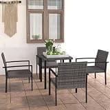NKOPPFG 5 Piece Patio Dining Set with Steel Frame, Gray PE Rattan and Removable Seat Cushions for Outdoor Use