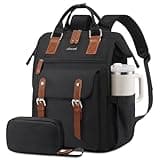 LOVEVOOK Laptop Backpack for Women, Teacher Nurse Work Laptop Bag, Waterproof Travel Backpack with Large Cup Holder, Business Computer Back Pack, Cute Bookbag College Backpack Purse, 15.6 Inch