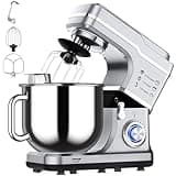7.5 QT Tilt-Head Stand Mixer, 10-Speed Electric Dough Mixer with Stainless Steel Bowl, Includes Dough Hook, Wire Whisk, and Flat Beater, Splash Guard Included, Home Baking Appliance, Silver Finish