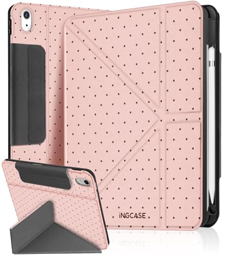 Ingcase for iPad(A16)(11th)/ iPad(10th) Case - Trifold & Y Stand for Women Cute Girly Design with Build - in Pencil Holder and Auto Sleep/Wake Cover for Apple Tablet, Beauty-Dots
