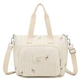 Small Diaper Bag Tote, Crossbody Diaper Bag Mini Purse with 5 Pockets, Travel Baby Bag for Boys & Girls, Off White - Flower