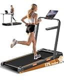 16% Treadmills for Home, 3-in-1 Foldable Treadmill with Incline, Portable Treadmill with Handle, 3.0HP Quiet Walking Pad Treadmill, 12 Automatic Modes, Three Screen
