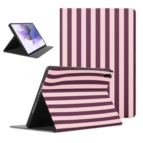 Mrtponk Romantic Dreamy Striped Tablet Case for Samsung Galaxy Tab A SM-T590 10.5", Cute Girly Simple Striped Print Vertical Line Design Case Slim Lightweight Trifold Stand Soft TPU Cover for Girl Boy