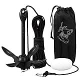 MorningRo 1 Pack 1.5/3.5 lb Marine Kayak Anchor Kit with 40ft Rope and Buoy Folding Grapnel Boat Anchor Kit Kayak Fishing Accessories for Small Boats, Canoe, SUP Paddle Boards(Black,3.5 lb)