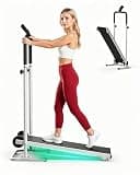 FUNRAY Non-Electric Motorless Treadmill - Dual Flywheel & Fixed Incline, Foldable Compact Design for Home/Gym, LCD Monitor & Non-Slip Belt for Walking/Jogging, White