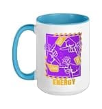 Purple and Golds Keep That Same Energy Graphic Ceramic Mug, Blue/White, 15oz