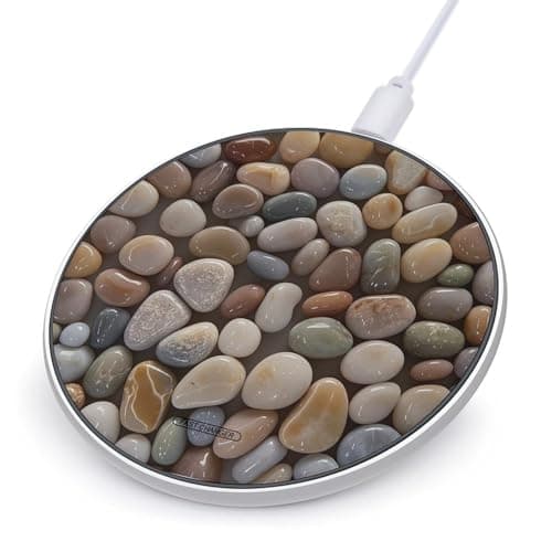Petoskey Stone Wireless Charger Portable 10W Fast Wireless Charging Pad Compatible with Phone Ultra-Thin Charging Station Lightweight Charger Mat for Travel Home Office Desk