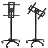 LIUZQWAED Mobile TV Cart with Wheels - Universal TV Monitor Mount, LCD TV Floor Stand, Tilt and Swivel Rolling TVs Stand, for 32-55 Inch Screen TVs, 0-90° Unidirectional Rotation