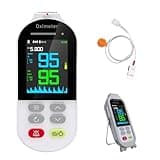 Handheld Pulse Oximeter for kids - Continuous Oxygen & Heart Rate Monitor with Adjustable SpO2-Handheld Pulse Oximeter with Real-Time Alarm
