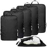 BAGAIL 6 Set Ultralight Compression Packing Cubes Packing Organizer for Travel Accessories Luggage Suitcase Backpack(70D Black)