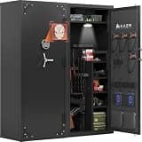 KAER Large Biometric Gun Safe for 20–25 Long Guns &Pistols,Adjustable Storage Cabinet with Fingerprint/PIN/Key Lock,Anti-Theft Gun Cabinet for Home Defense