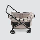 Familidoo Q2 Multi-Use 2 Seat Kids Wagon Stroller – Foldable, Lightweight & All-Terrain for Kids & Pets – Magnetic Safety Harness, Rain Cover & Compact Travel Design – Up to 198 lbs (Ash Rose)