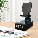 Diyeeni Alarm Clock Speaker, Wireless Charger with 15W Fast Charging and Bluetooth Speaker for Phone