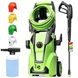 Professional ๐๐๐๐๐๐๐ ๐๐ซ๐๐ฌ๐ฌ๐ฎ๐ซ๐ ๐๐๐ฌ๐ก๐๐ซ, Electric Power Washer with Foam Cannon,4 Nozzles,33FT Hose and Soap Bottle, Car/Driveway/Patio Clean,Green