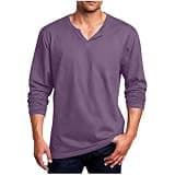 Mens Quick Dry Long Sleeve Shirts V Neck Slim Fit Soft Stretchy Blouses Breathable Running Athletic Layering Tops Purple