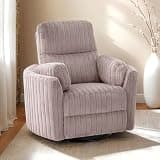GOWE Taupe Finish Power Glider Recliner w/Swivel Curved Arms Pillow Fill Swivel Chair Contemporary Primary Living Room