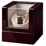 Arachvia Automatic Single Watch Winder Box for Rolex and Other Watches, Wooden Watch Case with Luxury Ebony Tone Piano Finish, Ultra Quiet Japanese Motor, Premium Watch Box for Men and Women