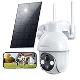 Rebluum Security Camera Wireless Outdoor, 2K Solar Security Camera,Battery Powered 360°PTZ Outdoor Camera,Color Night Vision,2-Way Audio,PIR Motion Detection,Compatible with Alexa