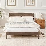 Softa Venso Queen Solid Wood Bed Frame with Headboard, 1100 Lbs Heavy Duty Rubberwood Platform Bed, 15-Min Tool-Free Assembly, Quiet Stable Support, Japanese Japandi Design, No Box Spring Needed