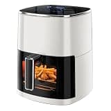 Simple Deluxe 12-in-1 Air Fryer 6.34 Qt, Digital Preset Airfryer with Visible Window, Nonstick and Dishwasher-Safe Basket, Air Fry, Roast, Bake, Dehydrate, Fries, 1700W, Beige