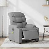 GHVBNMF Electric Massage Recliner Chair with Cup Holder, Adjustable Power Reclining Fabric Sofa for Living Room and Home Theater, Modern Single Seater Lounge Armchair, Light Grey