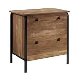 Two-Drawer Lateral File with Curved Design, Oak Finish