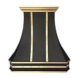 Black Stainless Steel Range Hood Island Mount 54'' W,39'' H, 27'' D,CT Copper Tailor Custom Handmade Metal Kitchen Vent Hood, With 4-Speed Exhaust Fan & LED Light,SH3D-C-2TR-M-B