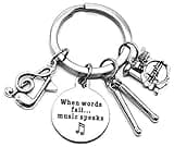 Kit's Kiss Drum Keychain for Drummers - Percussion Drumsticks Snare Drum Gift for Musicians, Music Teachers, Students - Music Note Musical Instrument for Percussionists