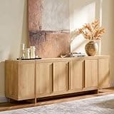 OKD Modern 70" TV Stand,Entertainment Center for TVs Up to 80",TV Console with Storage,Integrated Plinth,Handle-Free Hidden Doors Design,Media Console for Living Room,Bedroom(Natural Oak)