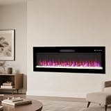 KEIKI Smart 50" WiFi-Enabled Electric Fireplace Heater, Antique Black