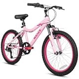 WEIZE 20 Inch Kid Mountain Bike,Kid Bike for Girls Age 6-14 Year Old,6 Speed Kid Bicycle with Front Suspension Fork,Adjustable Seat Height,High-Carbon Steel Frame,Ideal for Girl Adventurers,Pink