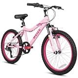 WEIZE 20 Inch Kid Mountain Bike,Kid Bike for Girls Age 6-14 Year Old,6 Speed Kid Bicycle with Front Suspension Fork,Adjustable Seat Height,High-Carbon Steel Frame,Ideal for Girl Adventurers,Pink