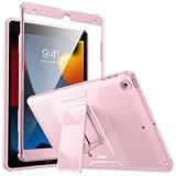 MoKo for iPad 10.2 Inch Case, iPad 9th/ 8th /7th Generation (2021/2020/2019 Release), with Built-in Screen Protector and Kickstand, Rugged Full Body Protective Cover, Light Pink