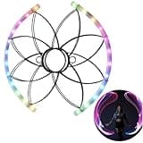 SJPMHYQ LED Flow Fans with Remote Control, RGB Light Up Dancing Fans Rechargeable, Crescent Shape Performance Prop for Rave Festivals Concerts, Pair of 2