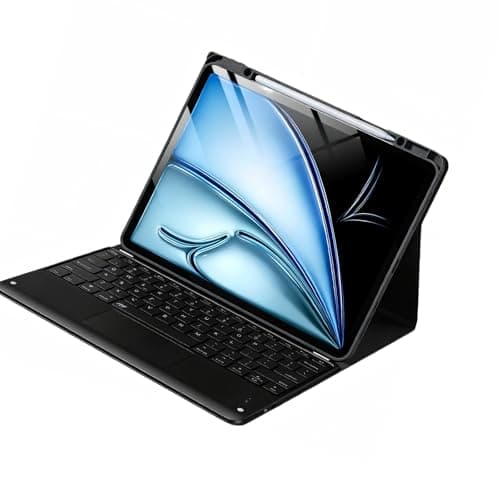 ProCase Touchpad Keyboard Case for iPad Air 13-Inch M4 2026 / M3 2025, Detachable Wireless Keyboard Folio Cover with Multi-TrackPad & Pencil Holder -Black