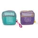 YunJove Outdoor Storage Container Mesh Organizer Zipper Case Strap Carabiner Clip Carrying Convenience Suitable for Hiking Traveling, Green,lavender