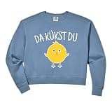 Womens Da Kükst Du I Funny Easter Eggs Children Chicken Chick Comfort Colors Crop Sweatshirt