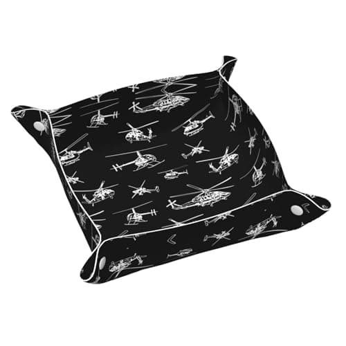 YzgWjBhd Helicopter Print Leather Tray Organizer, Cute Catchall Travel Dish Plate for Men & Women, Valet Tray for Key, Wallet, Watch, Coin