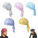 KDGENG Zero Squeeze Helmet Liner,Elastic Cycling Sports Cap Bandana Style,Stretchy Bandana Cap,Paisley Cooling HeadscarfCap Set (#3)