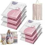 No Pump Vacuum Storage Bags, Better Life Space Creator Space Saver for Clothes & Bedding, Reusable Compression No Pump Needed (3 Medium & 3 Large)